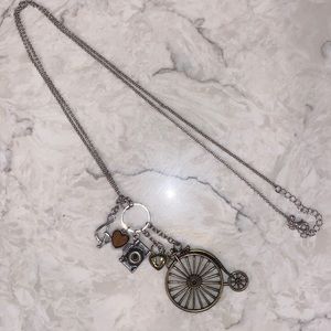 Charm long silver colored necklace